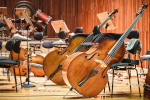 Orchestral instruments on a stage