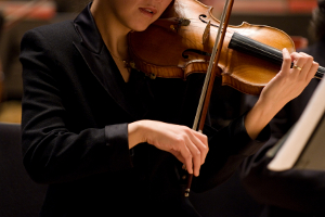 Violinist playing a concerto